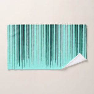 Schwarz/Aquamarin-Blau Stilmuster Handtuch