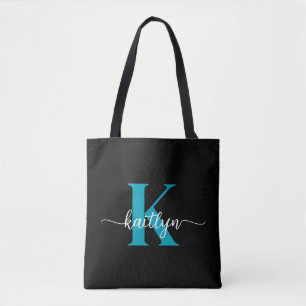 Schwarz-Aquamarin-Monogramm