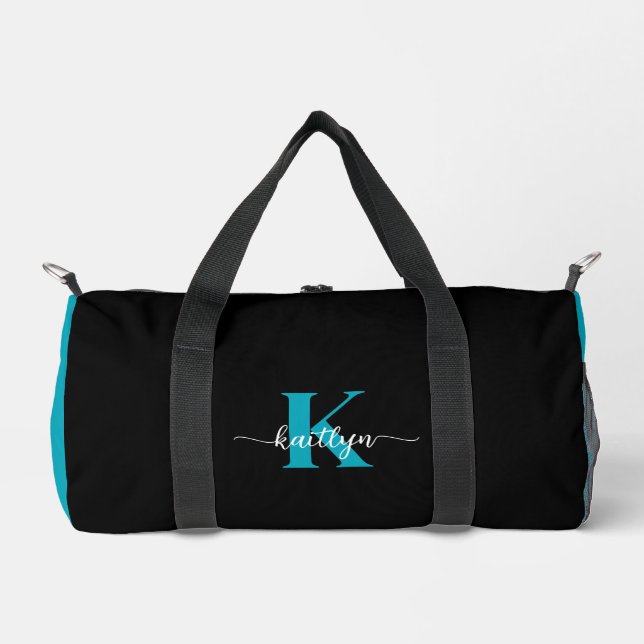Schwarz-Aquamarin-Monogramm Duffle Bag (Vorderseite)