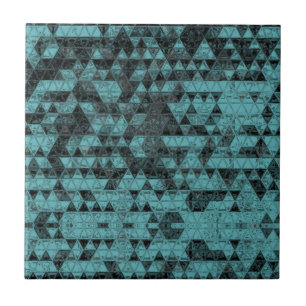 Schwarz-Aquamarines Dreieck-Mosaik Fliese