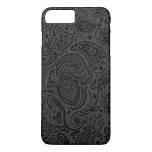Schwarz auf dunkelgrau Retro Paisley Damasks Spitz iPhone 8 Plus/7 Plus Hülle