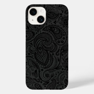 Schwarz auf dunkelgrau Retro Paisley Damasks Spitz Case-Mate iPhone Hülle