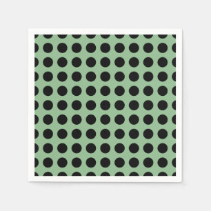 Schwarz auf Dunkelmeer Grün große H. Polka Dots Pa Serviette