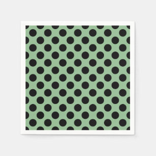 Schwarz auf dunklem Meer grünes Polka Dots Papier Serviette