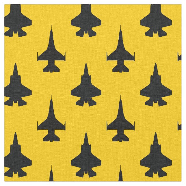 Schwarz auf gelbem F16- und F35-Muster Stoff (Nahaufnahme)