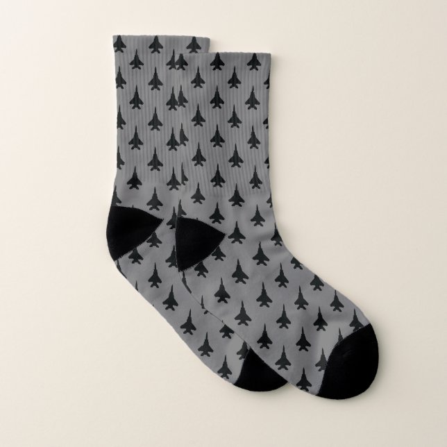 Schwarz auf Grau F-15 Socken (Paar)