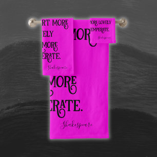 Schwarz auf heiß rosa Shakespeare soll ich verglei Badhandtuch Set