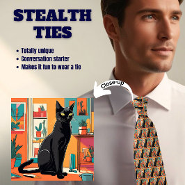 Schwarz auf Orange Cat Stealth Krawatte