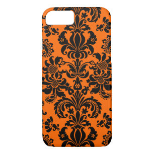 Schwarz auf orangefarbene Vintage Blütendampfer Case-Mate iPhone Hülle