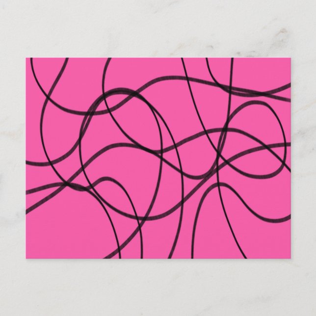 Schwarz auf rosa, bunte Kunst Postkarte (Vorderseite)