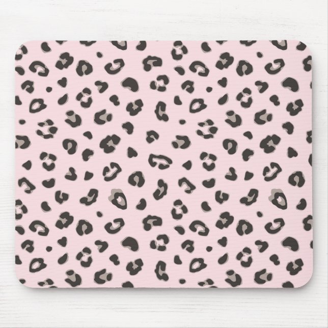 Schwarz auf rosa Leopard Print Mousepad (Vorne)