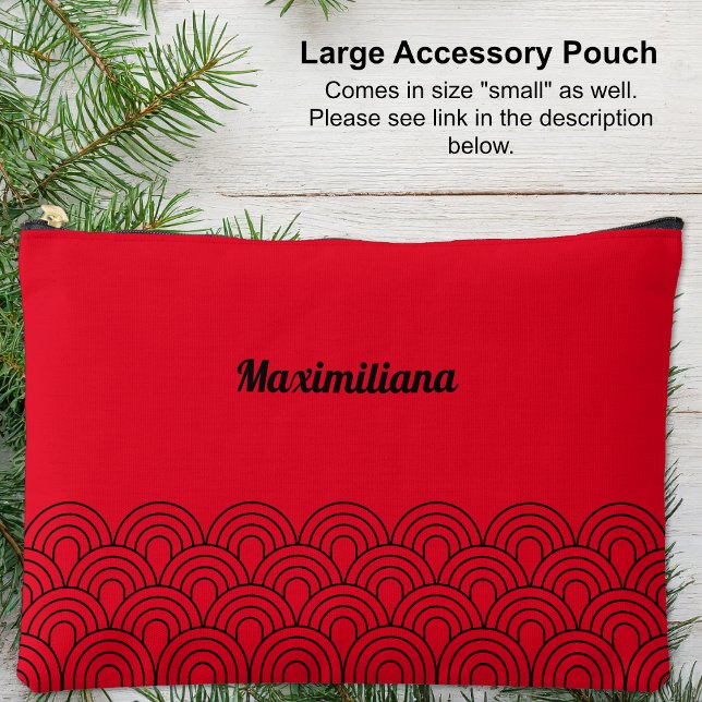 Schwarz auf Rot - Arches Glam Grosses Zubehör Beut Zubehörtasche (Large Accessory Pouch - Black on Red - Arches Glam by Leapfroglisics Shop)