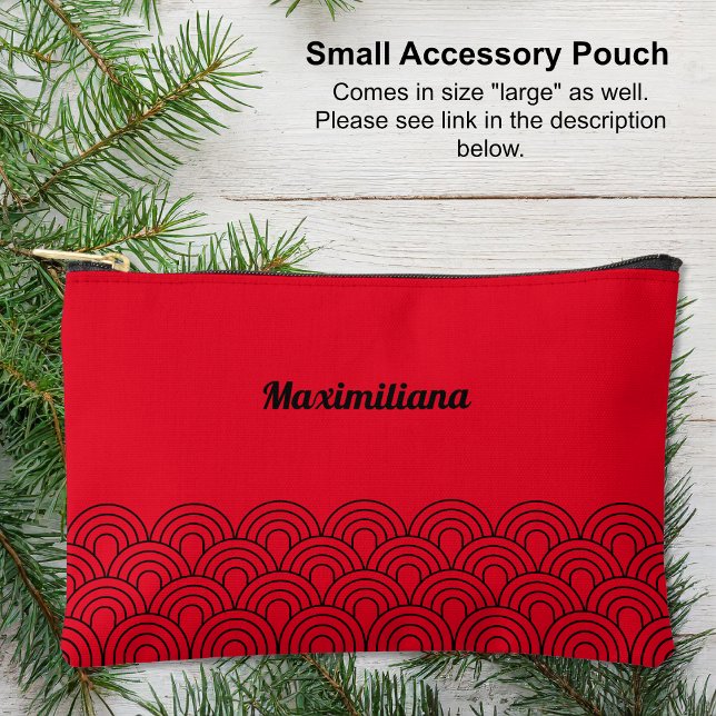 Schwarz auf Rot - Arches Glam Kleines Zubehör Beut Zubehörtasche (Small Accessory Pouch - Black on Red by Leapfroglisics Shop)