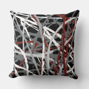 SCHWARZ AUF ROTEN LINIEN, DESIGN RETRO-Kissen Kissen