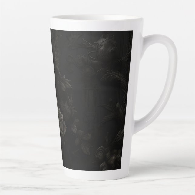 Schwarz auf Schwarz Design Milchtasse (Rechts)