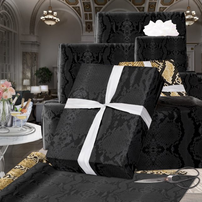 Schwarz auf schwarzem exotischen Boa Constrictor S Geschenkpapier (Von Creator hochgeladen)