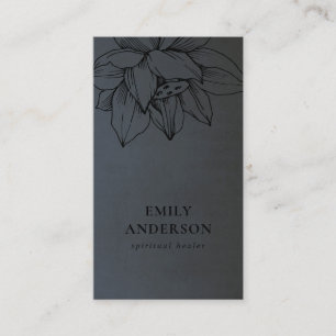 SCHWARZ AUF SCHWARZEM LOTUS EINFACHER REIKI SPIRIT VISITENKARTE