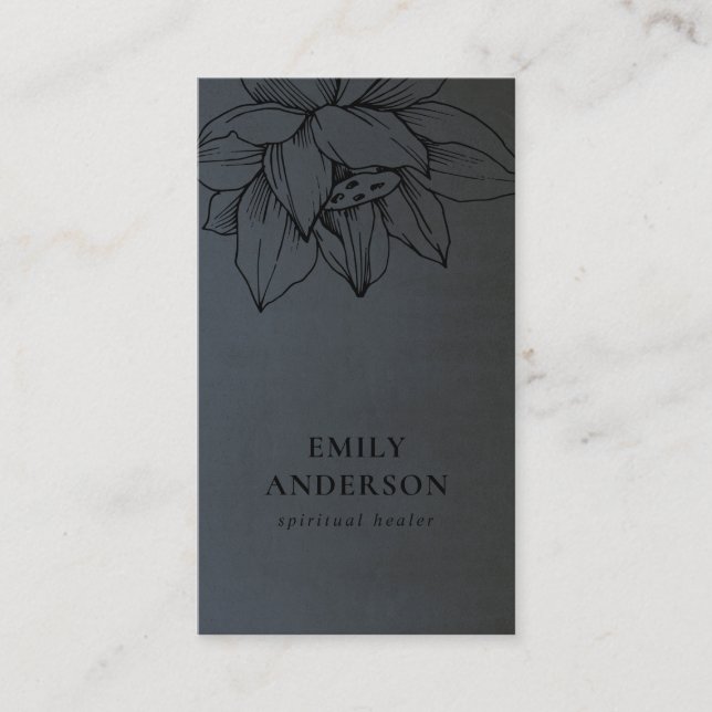 SCHWARZ AUF SCHWARZEM LOTUS EINFACHER REIKI SPIRIT VISITENKARTE (Vorderseite)