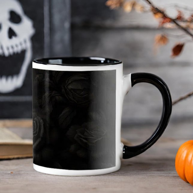 Schwarz auf schwarzer Rose Tasse (Von Creator hochgeladen)
