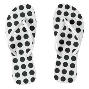 Schwarz auf weiße große horizontale Polka-Punkte Flip Flops