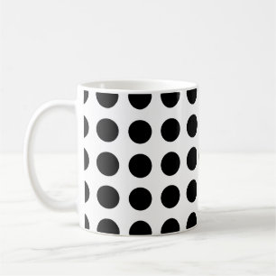 Schwarz auf weiße große horizontale Polka-Punkte Kaffeetasse
