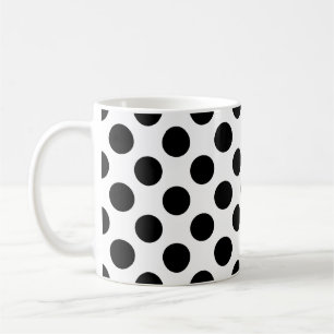 Schwarz auf weiße große Polka Dots Muster Kaffeetasse