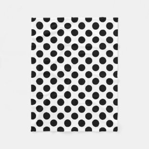 Schwarz auf weiße große Polka-Punkte Fleecedecke
