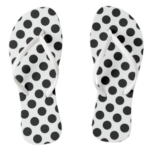 Schwarz auf weiße große Polka-Punkte Flip Flops