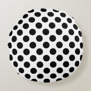 Schwarz auf weiße große Polka-Punkte Rundes Kissen