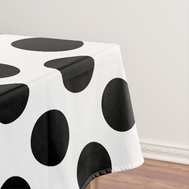 Schwarz auf weiße große Polka-Punkte Tischdecke (Beispiel)