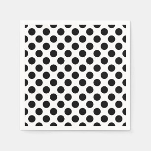 Schwarz auf weißem, großformatigem Polka-Dots-Papi Serviette