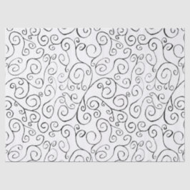 Schwarz auf weißem, handgemalten, kurvigem Muster Seidenpapier