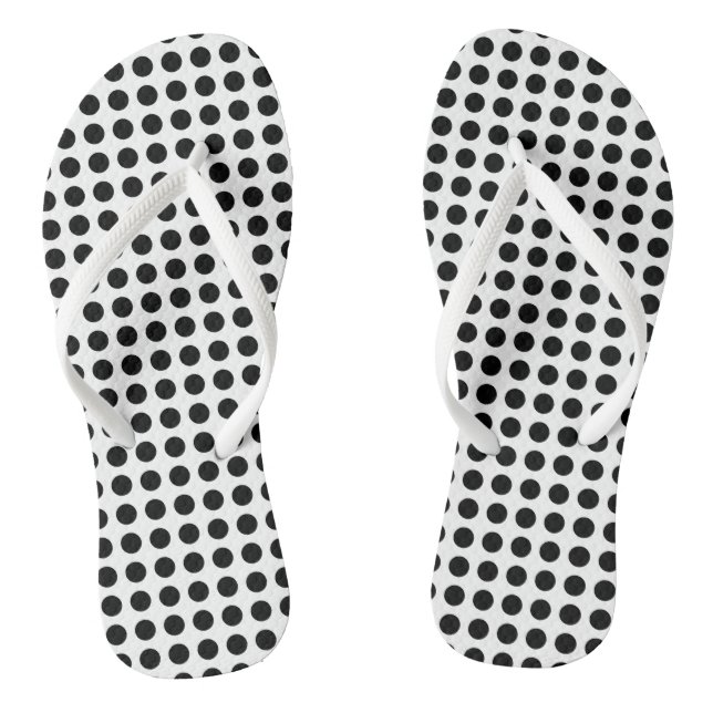Schwarz auf weißem Medium Größe Horizontal Polka P Flip Flops (Fußbett)