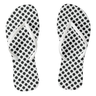 Schwarz auf weißem Medium Polka Dots Flip Flops