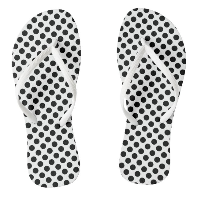 Schwarz auf weißem Medium Polka Dots Flip Flops (Fußbett)
