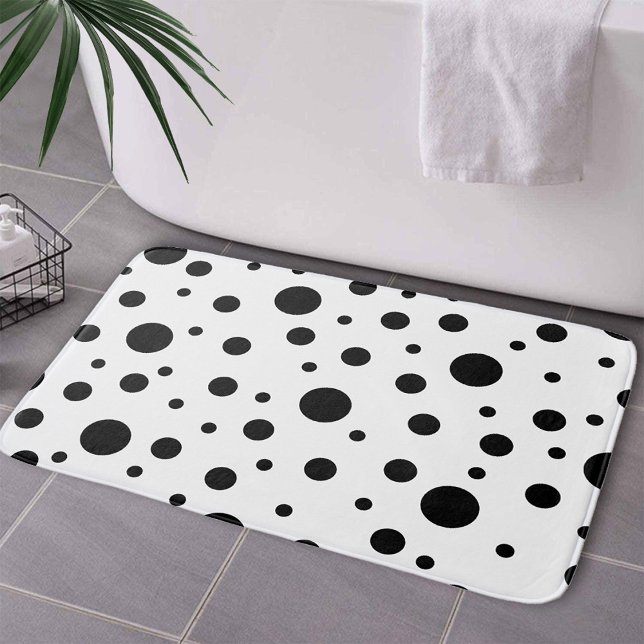 Schwarz auf weißem Polka-Dot-Muster Badematte (Von Creator hochgeladen)