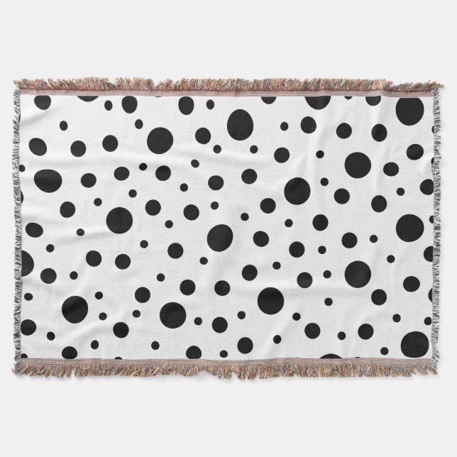 Schwarz auf weißem Polka-Dot-Muster Decke (Vorderseite)