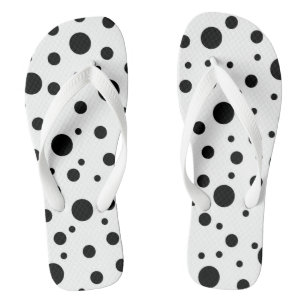 Schwarz auf weißem Polka-Dot-Muster Flip Flops