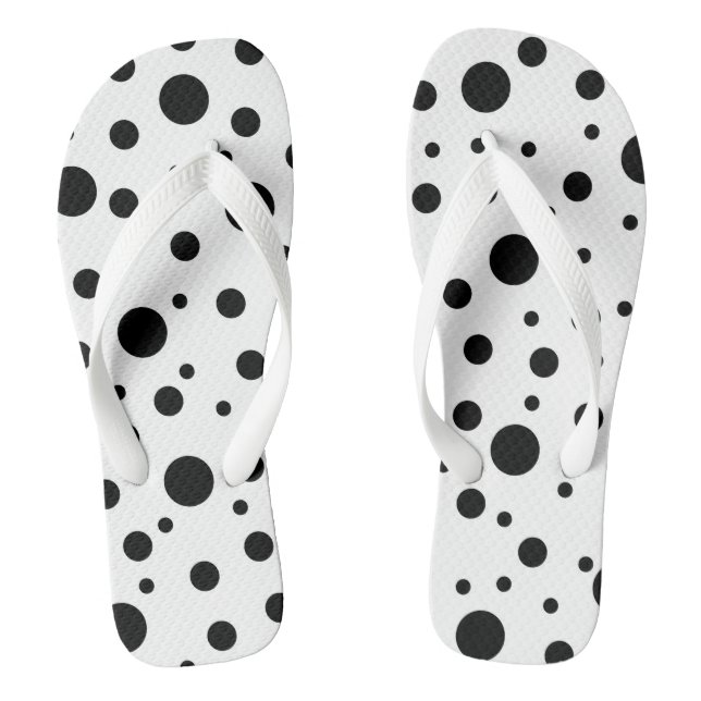 Schwarz auf weißem Polka-Dot-Muster Flip Flops (Fußbett)