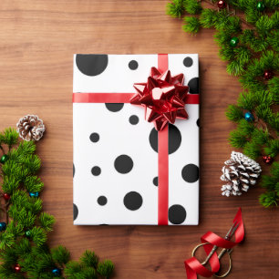 Schwarz auf weißem Polka-Dot-Muster Geschenkpapier