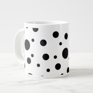 Schwarz auf weißem Polka-Dot-Muster Jumbo-Tasse