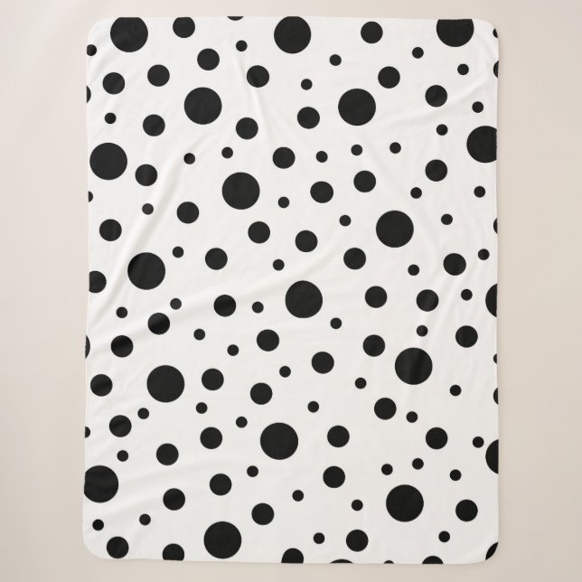 Schwarz auf weißem Polka-Dot-Muster Sherpadecke (Vorderseite)
