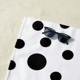 Schwarz auf weißem Polka-Dot-Muster Strandtuch