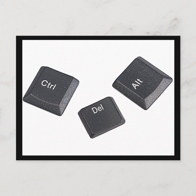 Schwarz auf weißen Computertasten neu starten Postkarte (Vorderseite)