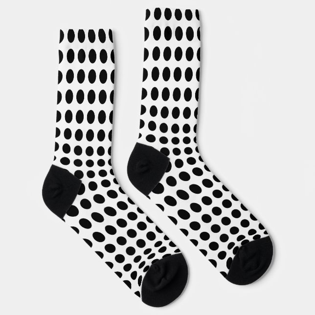 Schwarz auf weißen großen horizontalen Polka Docks Socken (Rechts)