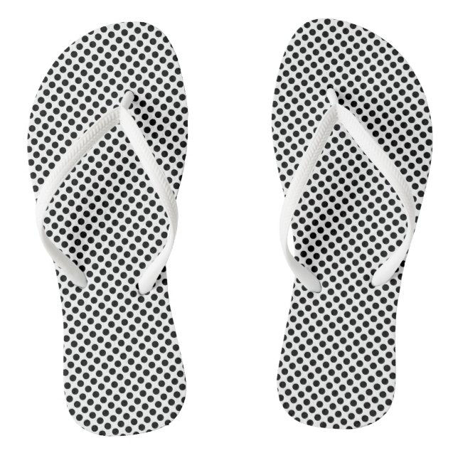 Schwarz auf weißen kleinen Polka-Punkten Flip Flops (Fußbett)