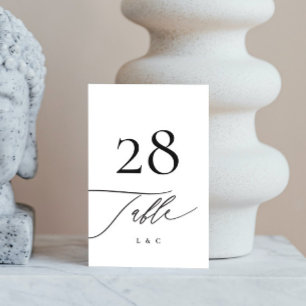 Schwarz auf weißer Kalligrafie Moderne Hochzeit Tischnummer