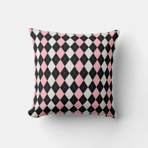 Schwarz & BABY PINK RAUTE Muster Kissen