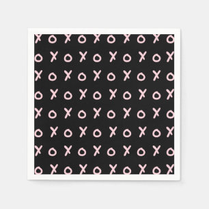 Schwarz & Baby Pink X O XO XO's Trendige Süße Serviette