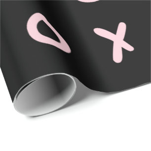 Schwarz & Baby Pink X O XO XO's Trendy Cute Geschenkpapier